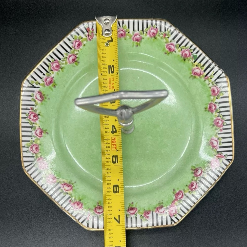 Winton Grimwades Lemon Server Candy Dessert Tidbit Plate Tray Roses Stripes Mint - Picture 6 of 9